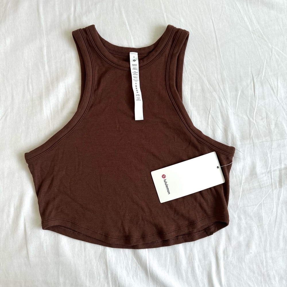 lululemon athletica Chocolate Brown Ribbed Cropped Tank